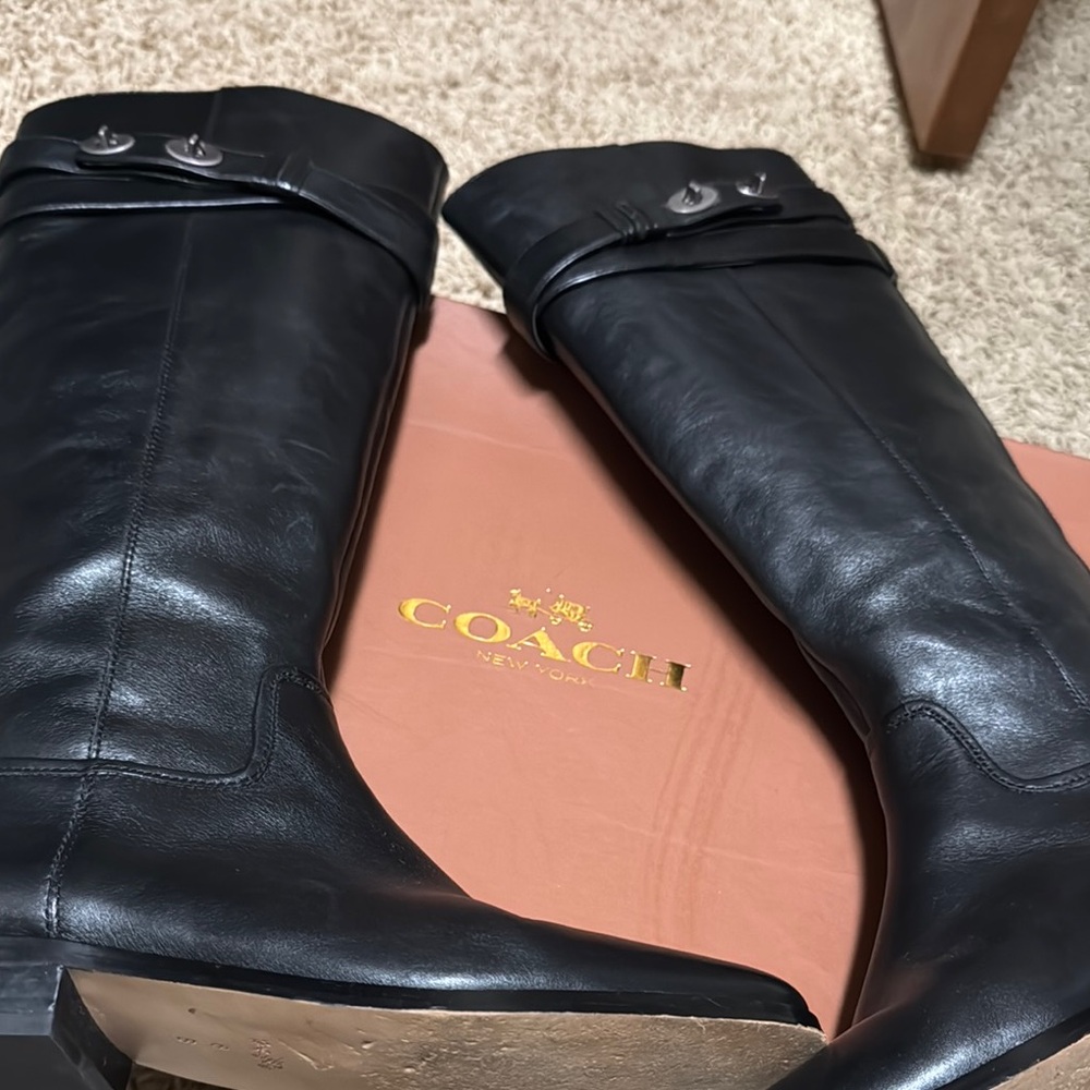 Coach Black Leather Riding Boots